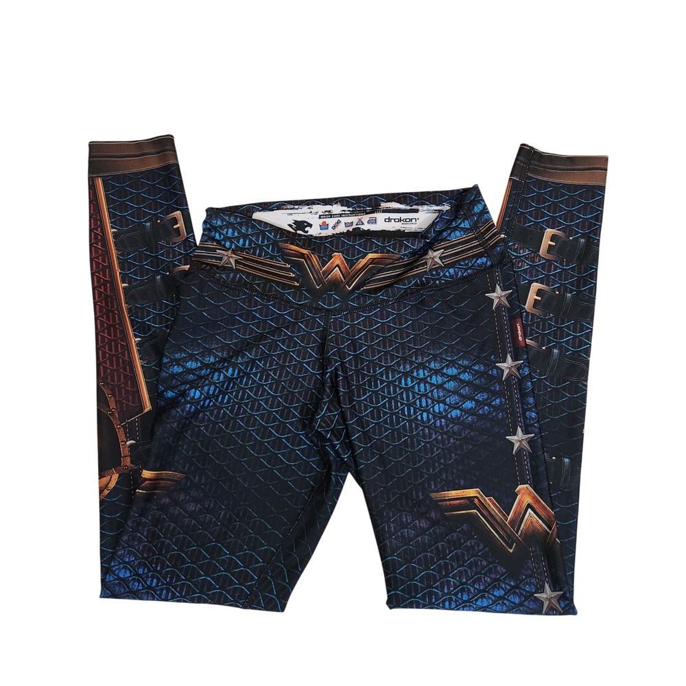 Drakon Wonder Woman Special Edition Leggings Cool Fit Blue Armor Print OS‎